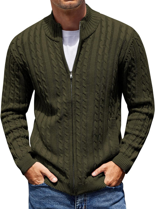 COOFANDY Men's Full Zip Cardigan Sweater for Stylish Comfort