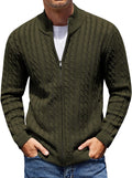 COOFANDY Men's Full Zip Cardigan Sweater Slim Fit Cable (Style LK8L)