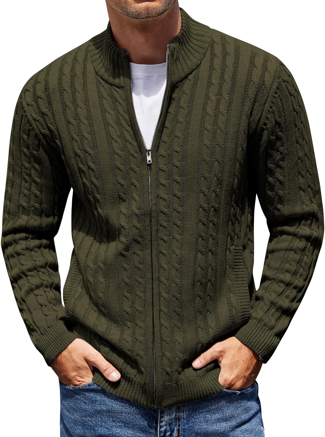 COOFANDY Men's Full Zip Cardigan Sweater for Stylish Comfort