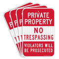 Private Property No Trespassing Sign 18 x 12 - 4 Pack Reflective