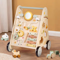 Wooden Baby Push Walker with Activity Center - Montessori Learning Aid