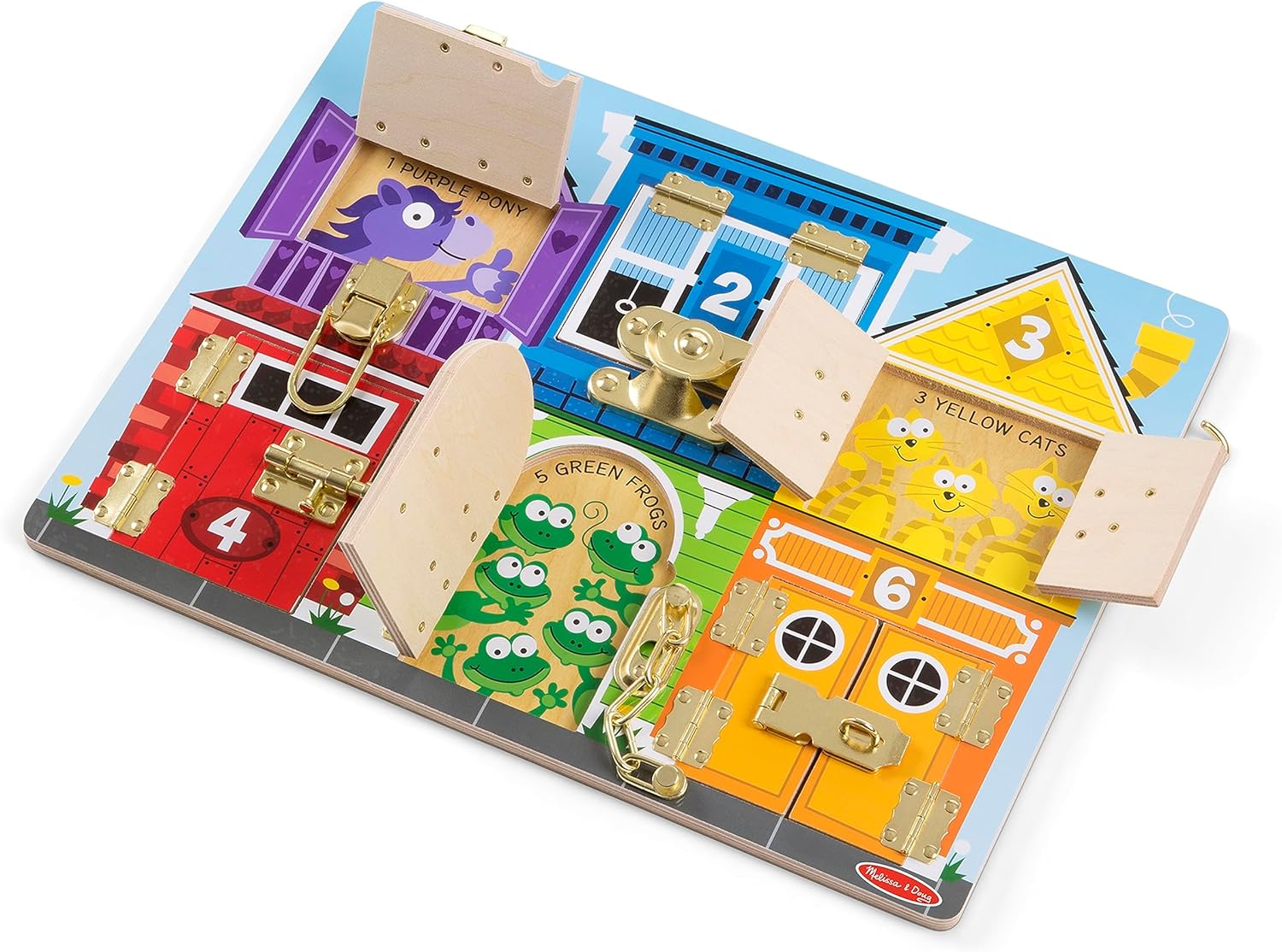 Melissa & Doug Wooden Latches Board - Interactive Toddler Toy