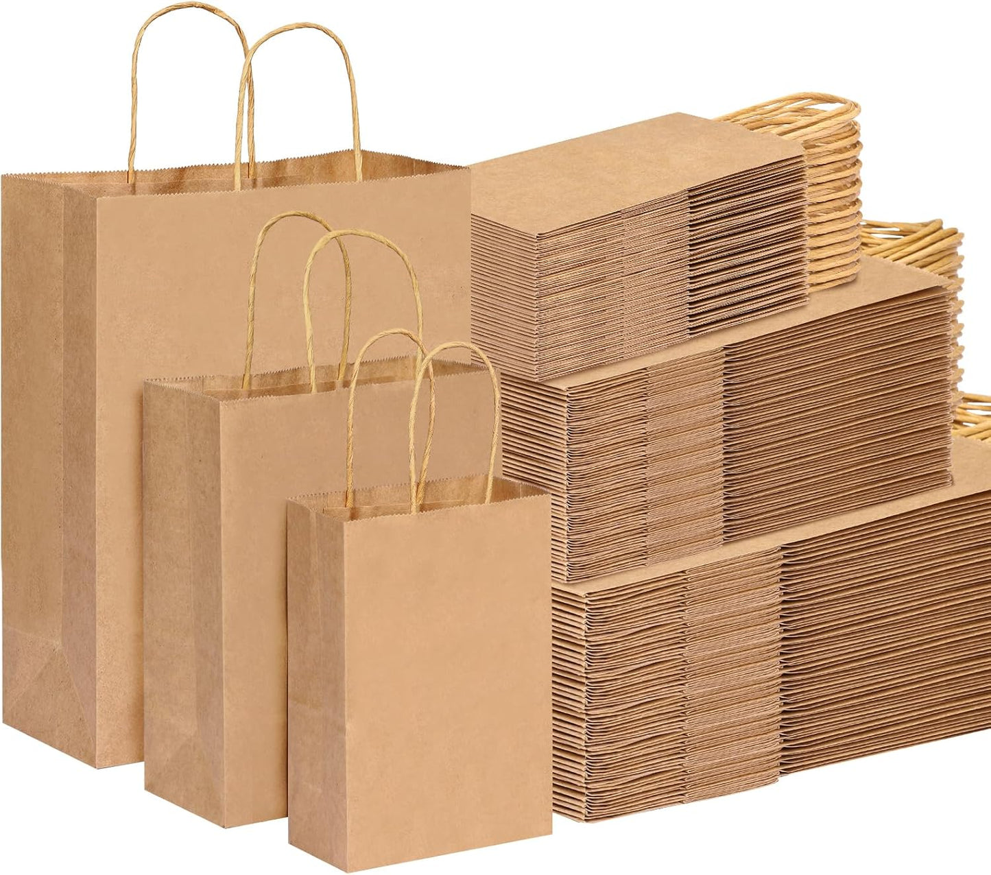 OUTUXED 180pcs Paper Bags with Handles for Gifts and Retail Use