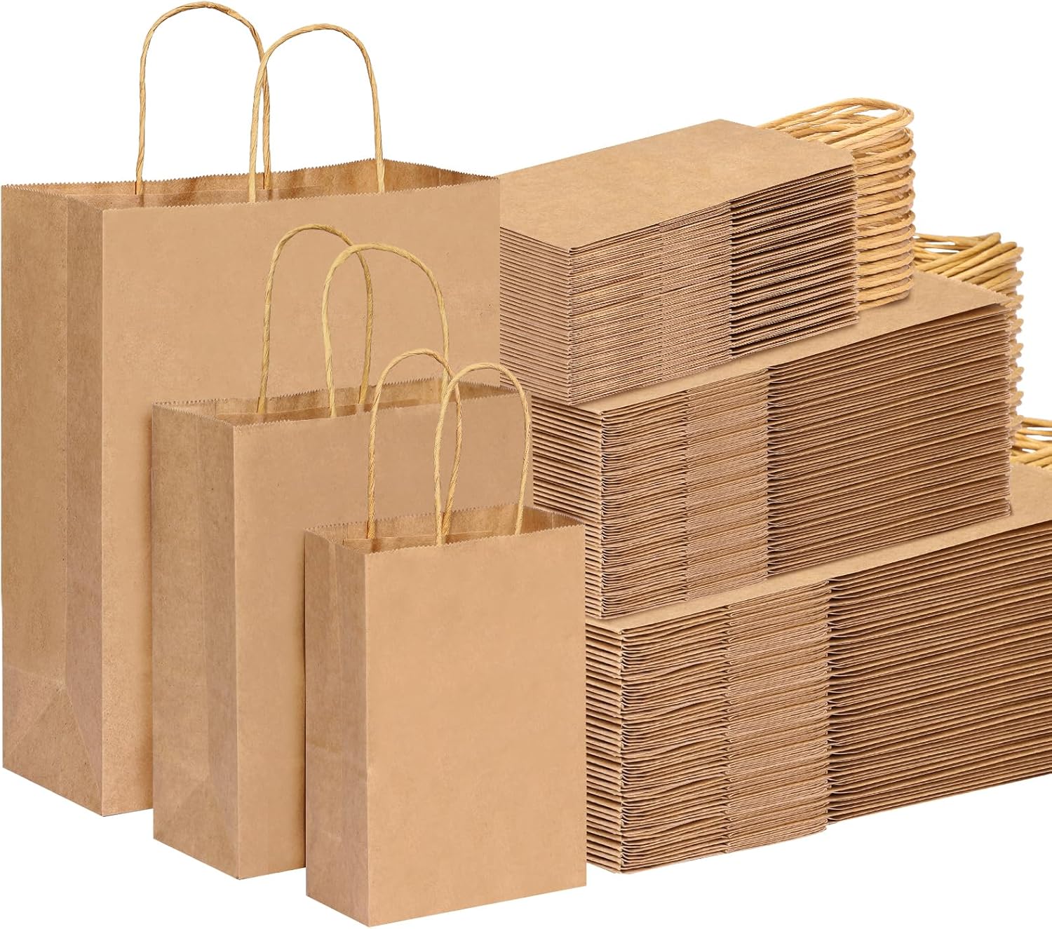 OUTUXED 180pcs Paper Bags with Handles for Gifts and Retail Use
