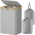 150L Laundry Basket with Lid Silver Gray - Large Foldable Hamper