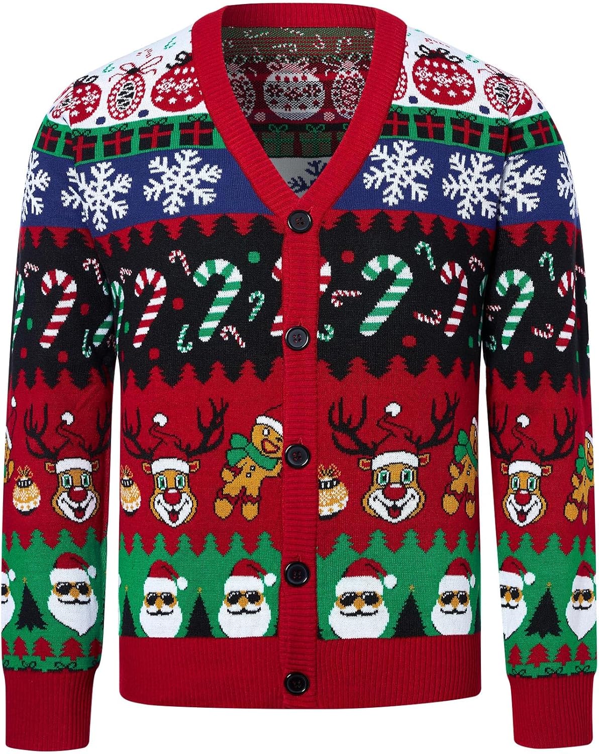 Ugly Christmas Cardigan for Men - Cozy V Neck Pullover Sweater