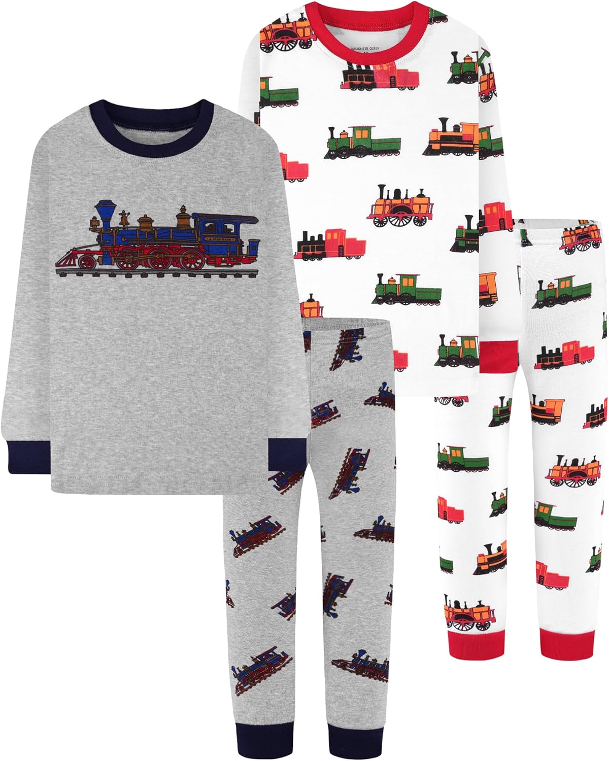 Boys 100% Cotton Long Sleeve Pajamas for Ages 18 Months to 12 Years