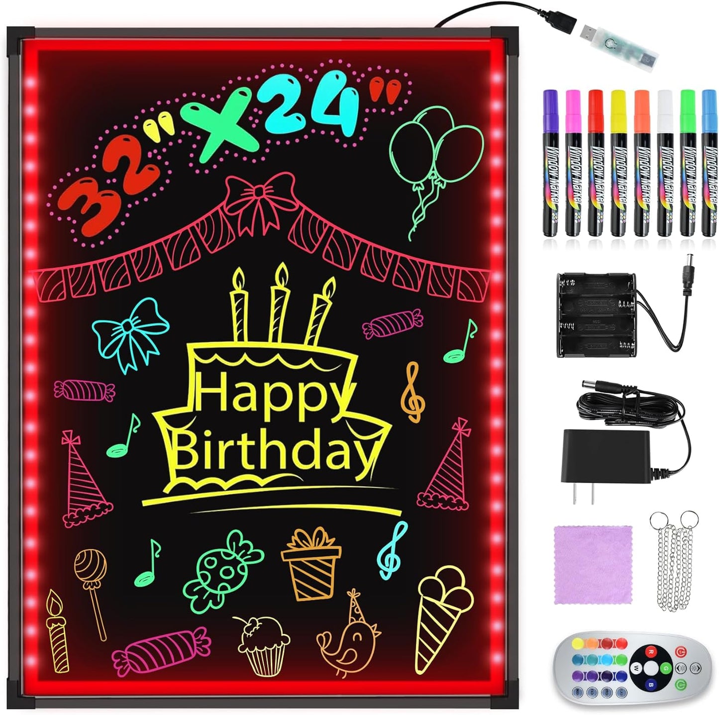 Hosim LED Message Writing Board 32x24 Erasable Neon Sign