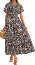 PRETTYGARDEN Floral Smocked Maxi Dress - Flattering Flowy Fit