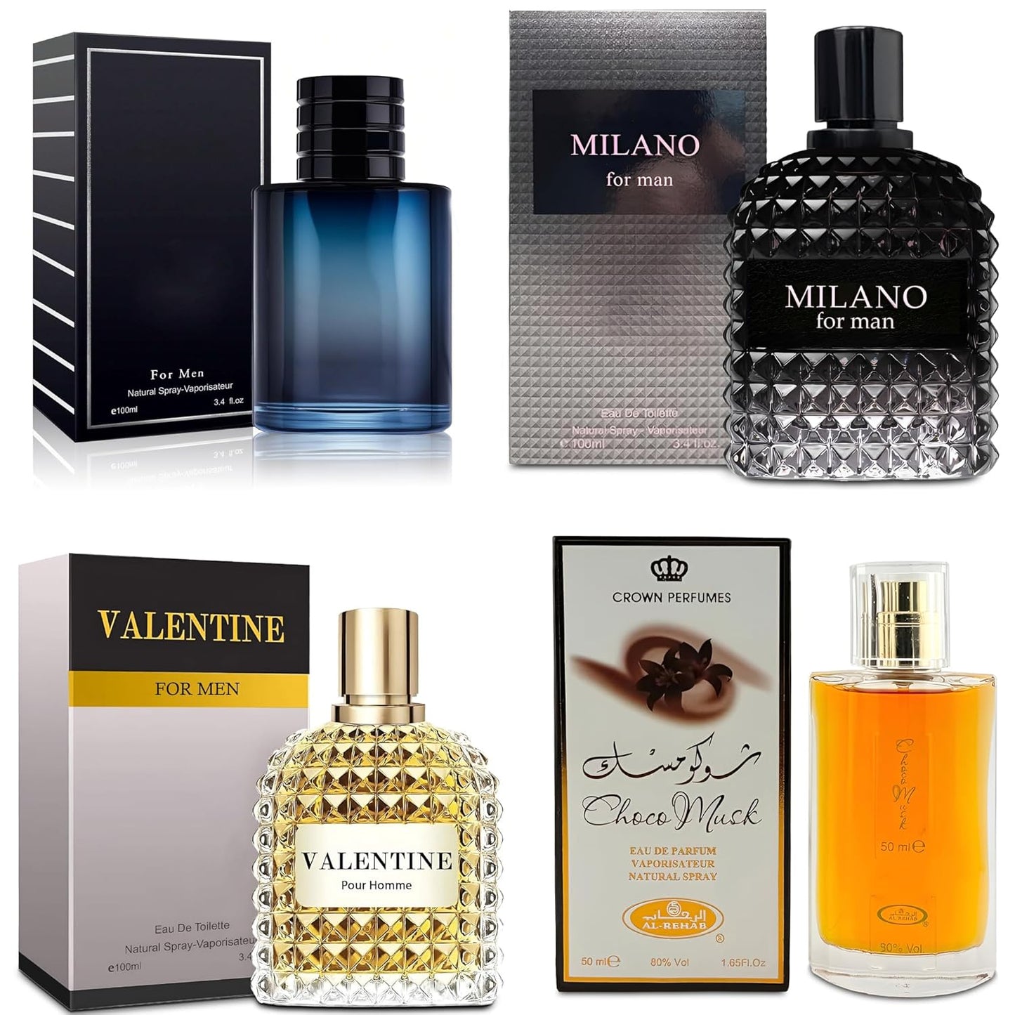 4-Piece Cologne Set for Men with Woody, Spicy, Citrus Scents