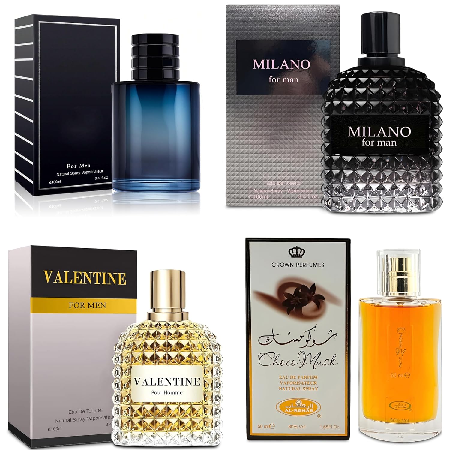 4-Piece Cologne Set for Men with Woody, Spicy, Citrus Scents