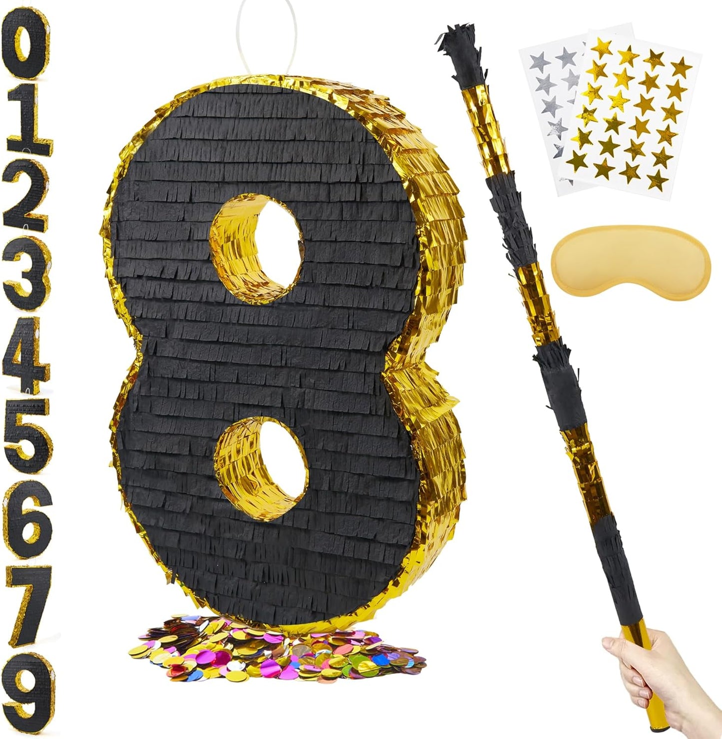 20 Inch Number 8 Pinata for Birthday and Anniversary Celebrations