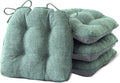 Sage Green Chair Cushions for Dining Chairs Set of 4 - Tufted Memory