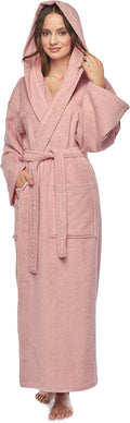 Arus Women's Classic Hooded Bathrobe in Soft Turkish Cotton Terry