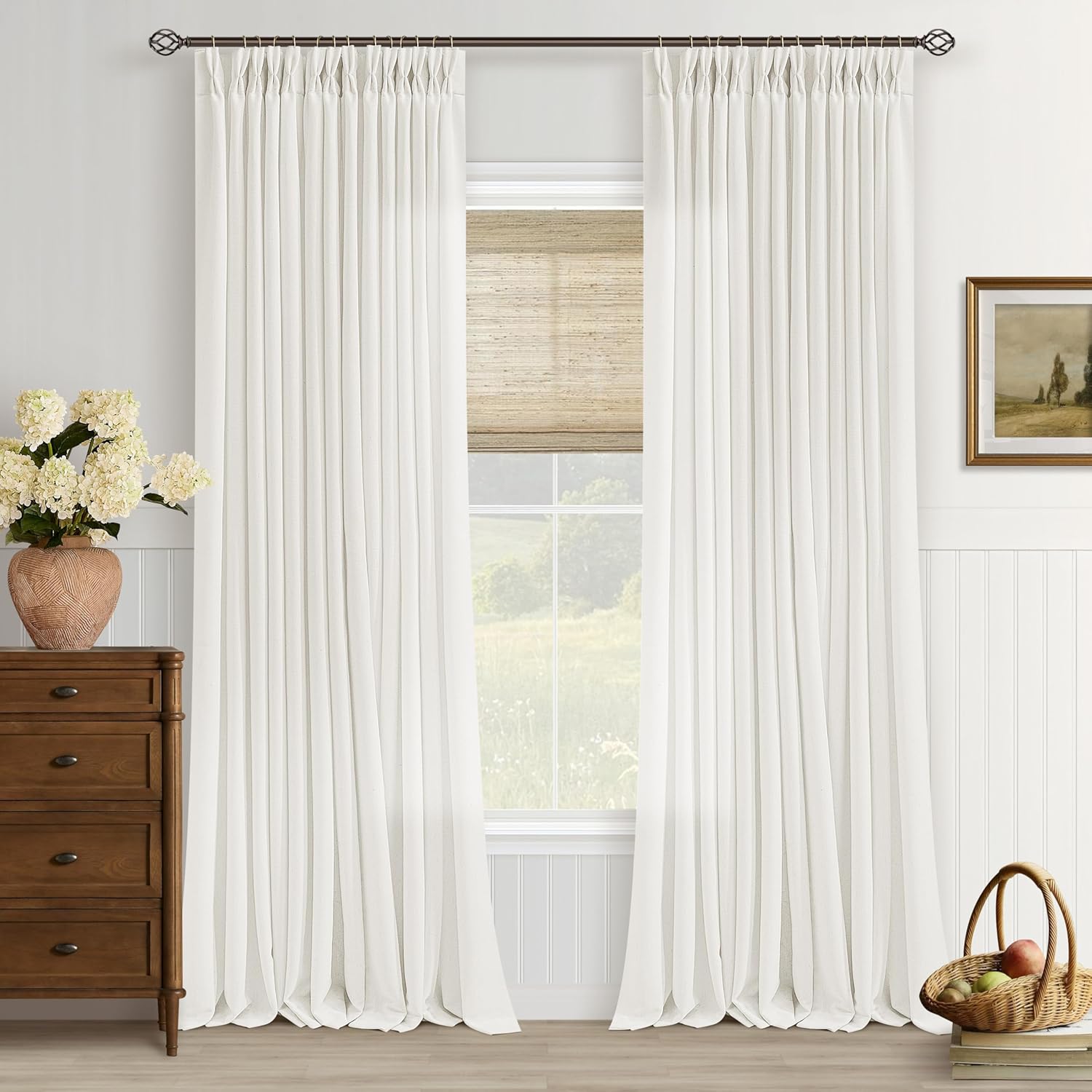 Pinch Pleated Linen Curtains 84 Inch Length for Elegant Spaces