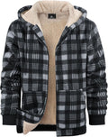 ZITY Heavy Thick Hoodies for Men Plaid Flannel Sherpa Fleece - Warm