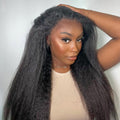 BLY Kinky Straight Half Wig for Women - 180% Density Style