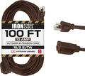 Iron Forge Cable Outdoor Brown Extension Cord 100 ft - Durable