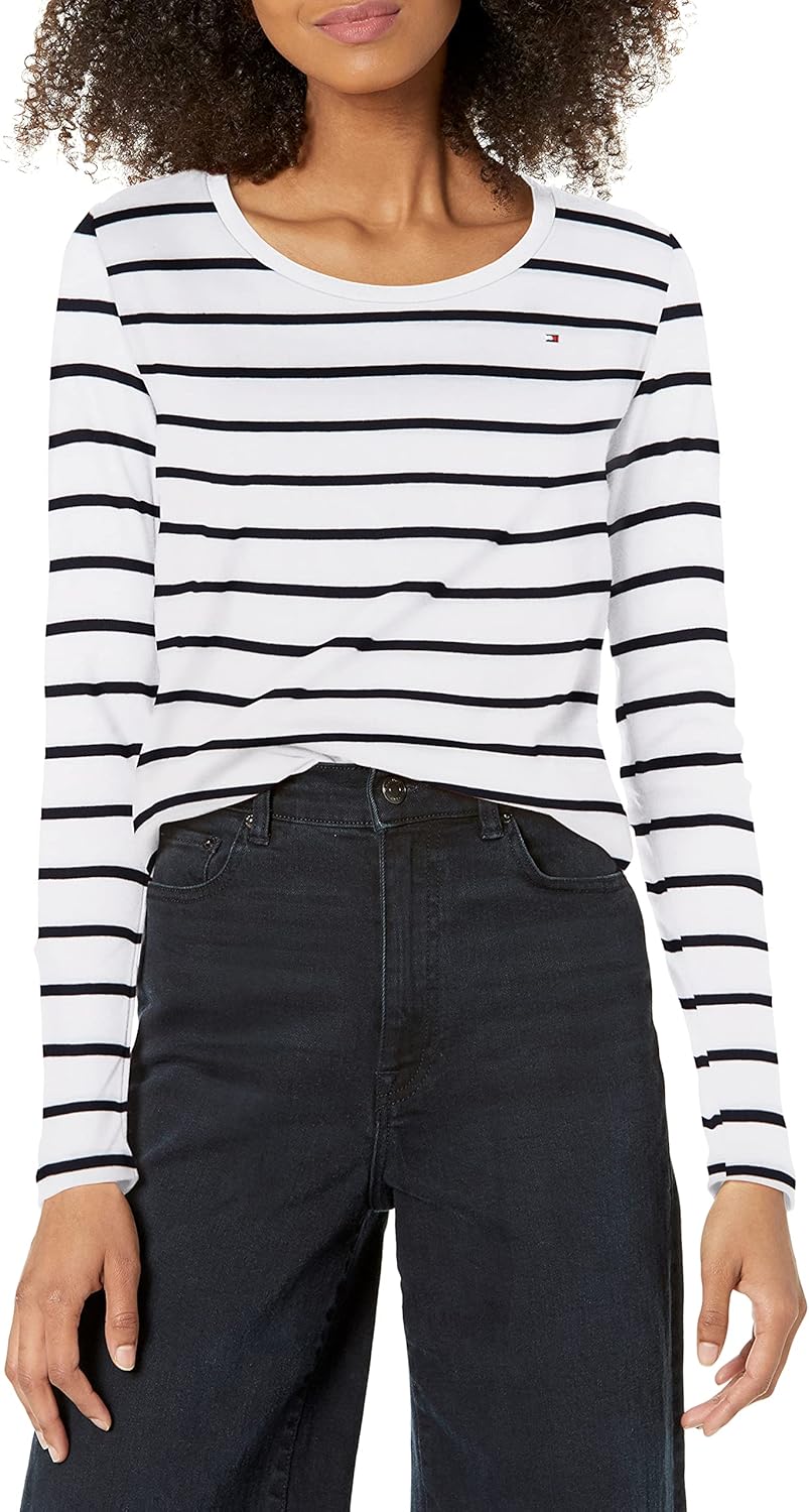 Tommy Hilfiger Women's Long Sleeve Scoop Neck Tee for Comfort