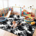 Soft Fuzzy Kids Rug 8x10 ft Camouflage Black and White - Cozy Playroom