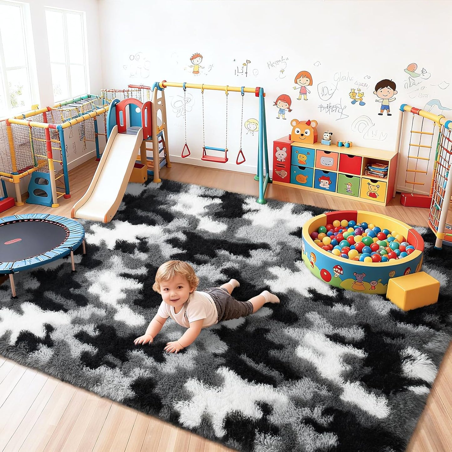Soft Fuzzy Kids Rugs for Girls Room Playroom 8x10 Feet