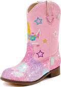 Unicorn Girls Cowgirl Boots with Glitter for Toddler Fun