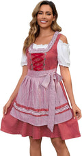 Populus Oktoberfest Dirndl Dress Women One-Shoulder Bavarian Costume
