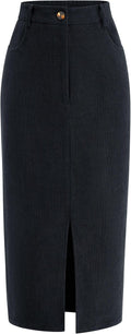 Corduroy Skirt Women High Waisted Pencil Midi - Fall Work Staple Day