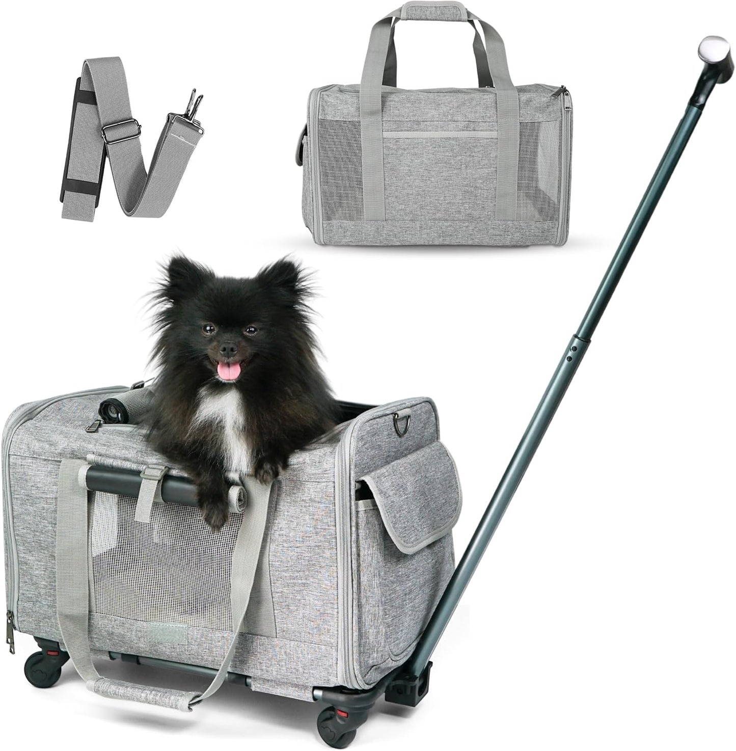 Pet Carrier With Wheels for Dogs Up To 15lbs - Airline Approved