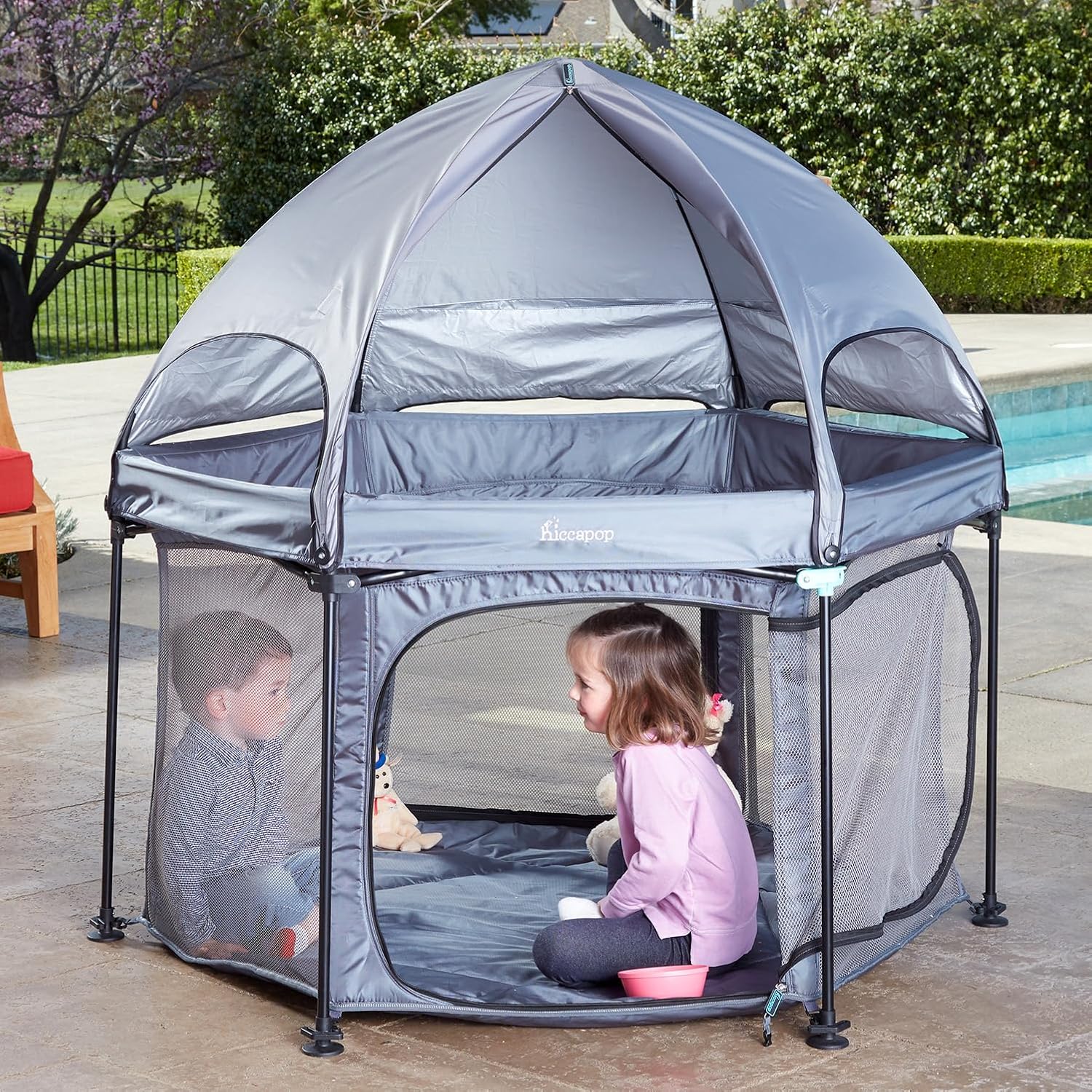 Hiccapop 53 PlayPod Outdoor Baby Playpen with Canopy Design