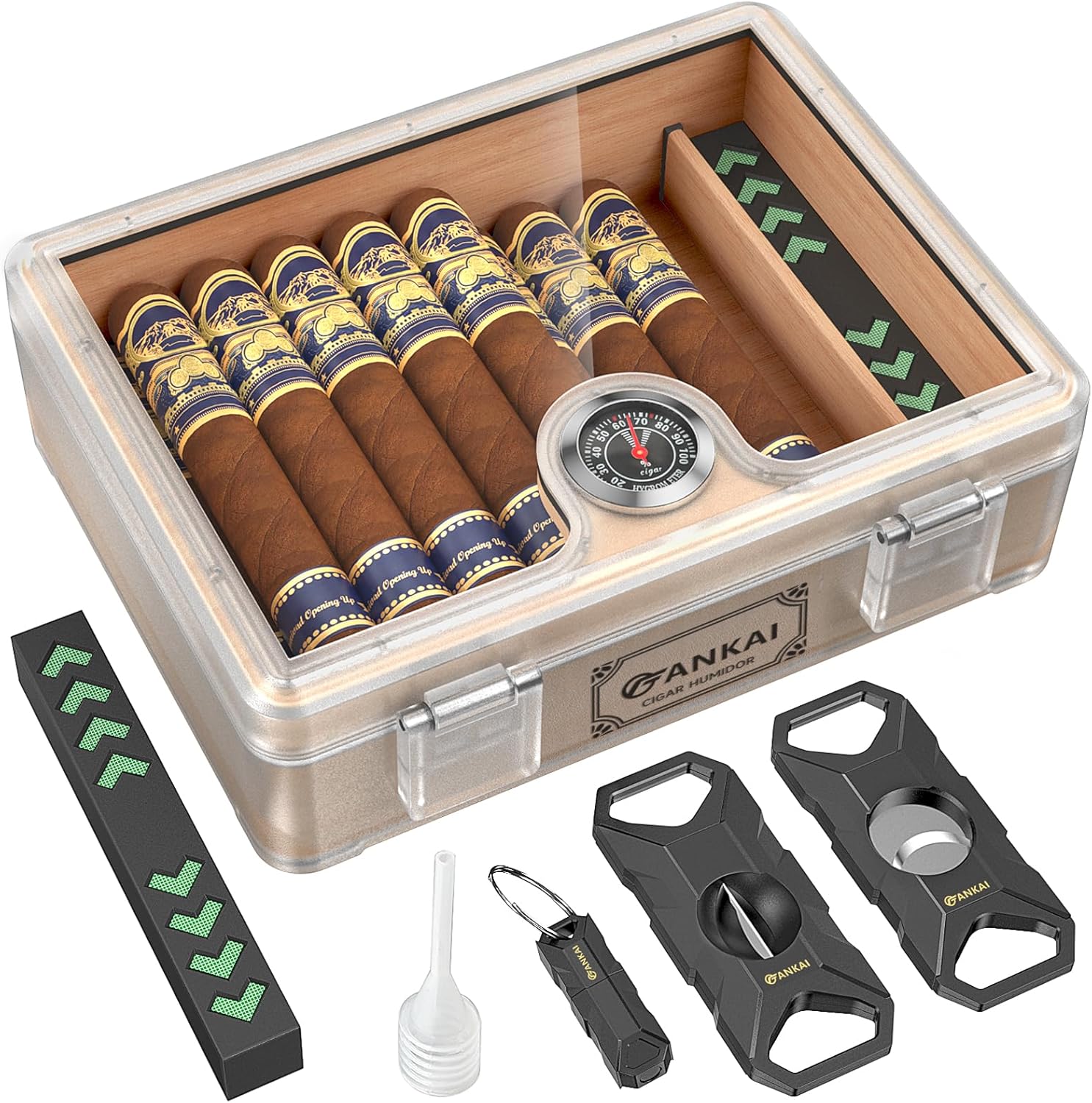 Humidor Cigar Box with Cutters & Punch Set for Cigar Lovers