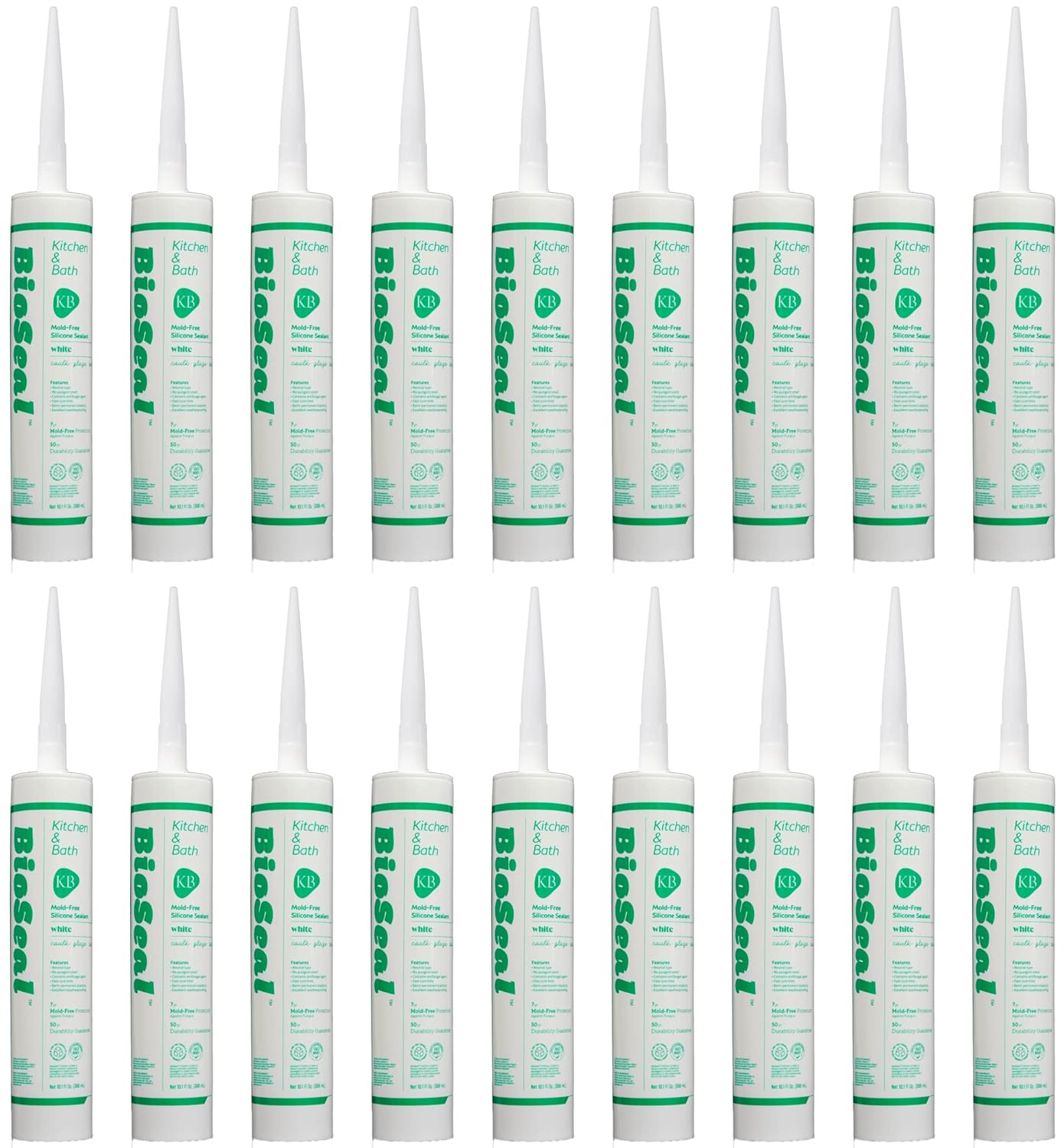 White BioSeal 100% Silicone Sealant for Kitchen and Bath Use