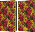Frida Kahlo Pattern Red Florals Leather Wallet Case for iPad Air 2