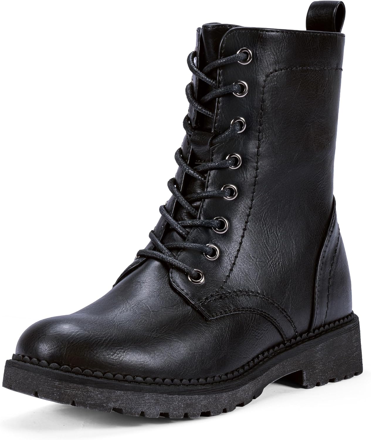 Vepose Women's Combat Ankle Black Flat Boots for Stylish Comfort