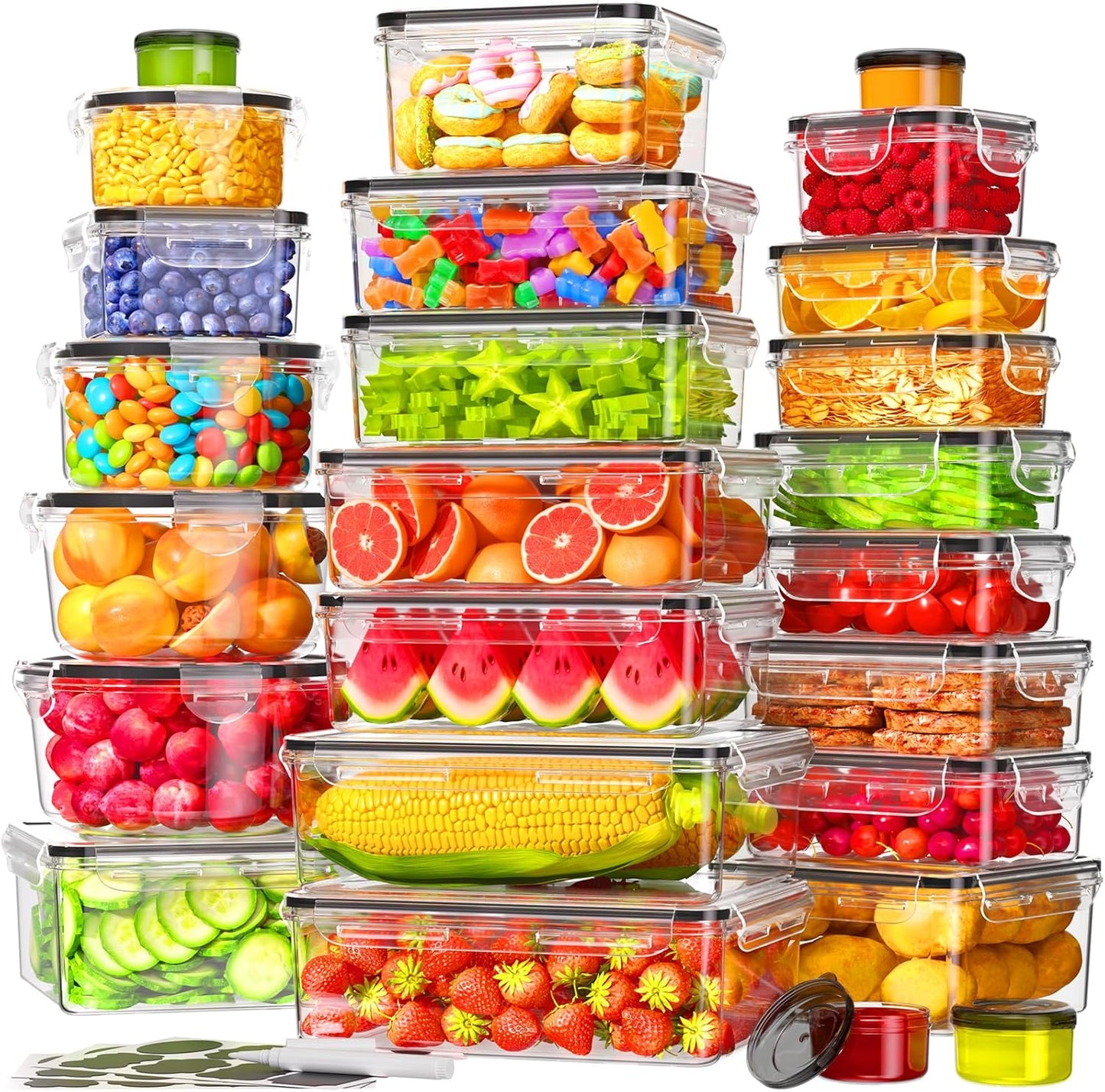 50 PCS Airtight Food Storage Containers with Lids for Meal Prep