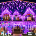 66ft Purple Halloween Lights Outdoor Icicle String Lights - 8 Modes