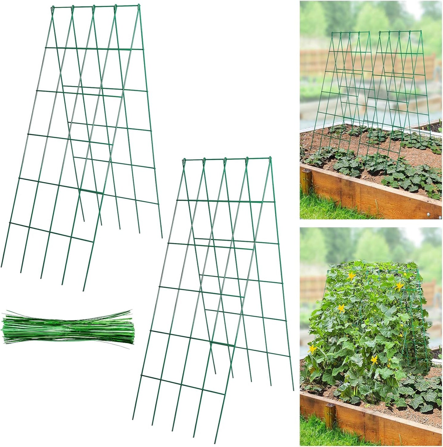 Stable Cucumber Trellis for Raised Bed - A-Frame Plant Support