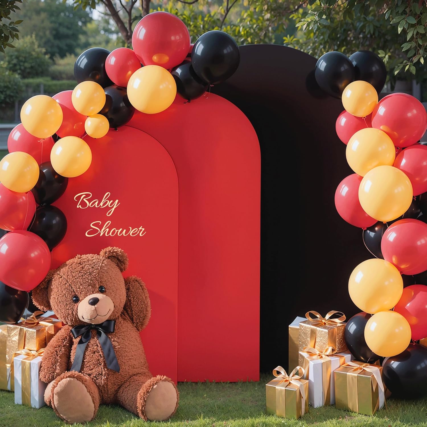 Red Black Arch Backdrop Cover Set of 3 for Events and Parties