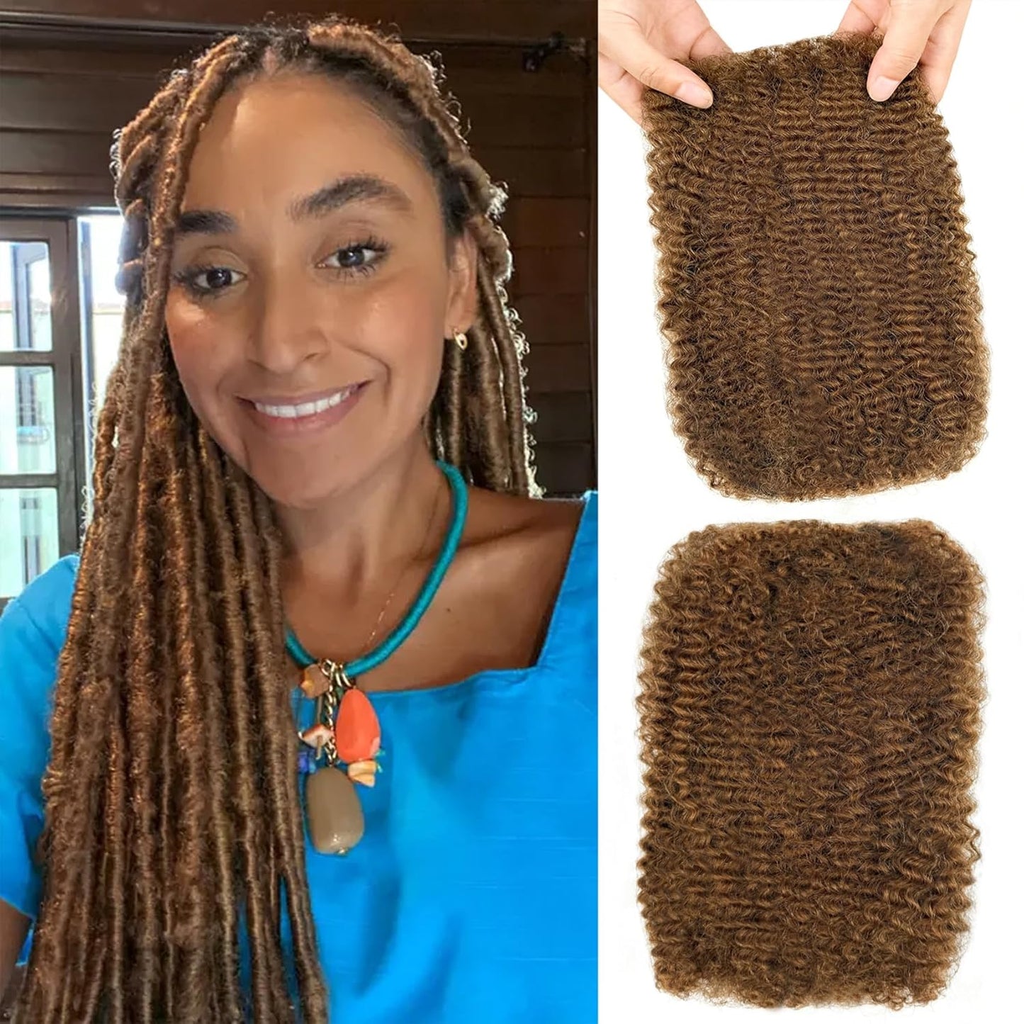 16 Inch Afro Kinkys Bulk Human Hair for Dreadlock Extensions
