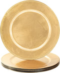 MAONAME Gold Charger Plates Set of 6, Elegant Beaded Design, 13 Size