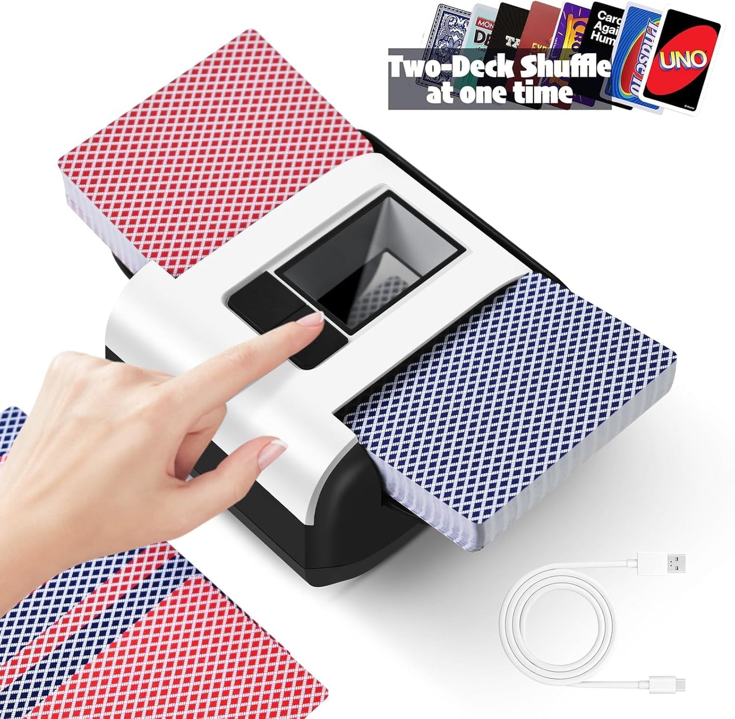 Automatic Card Shuffler for Casino Games - Rechargeable & Quiet