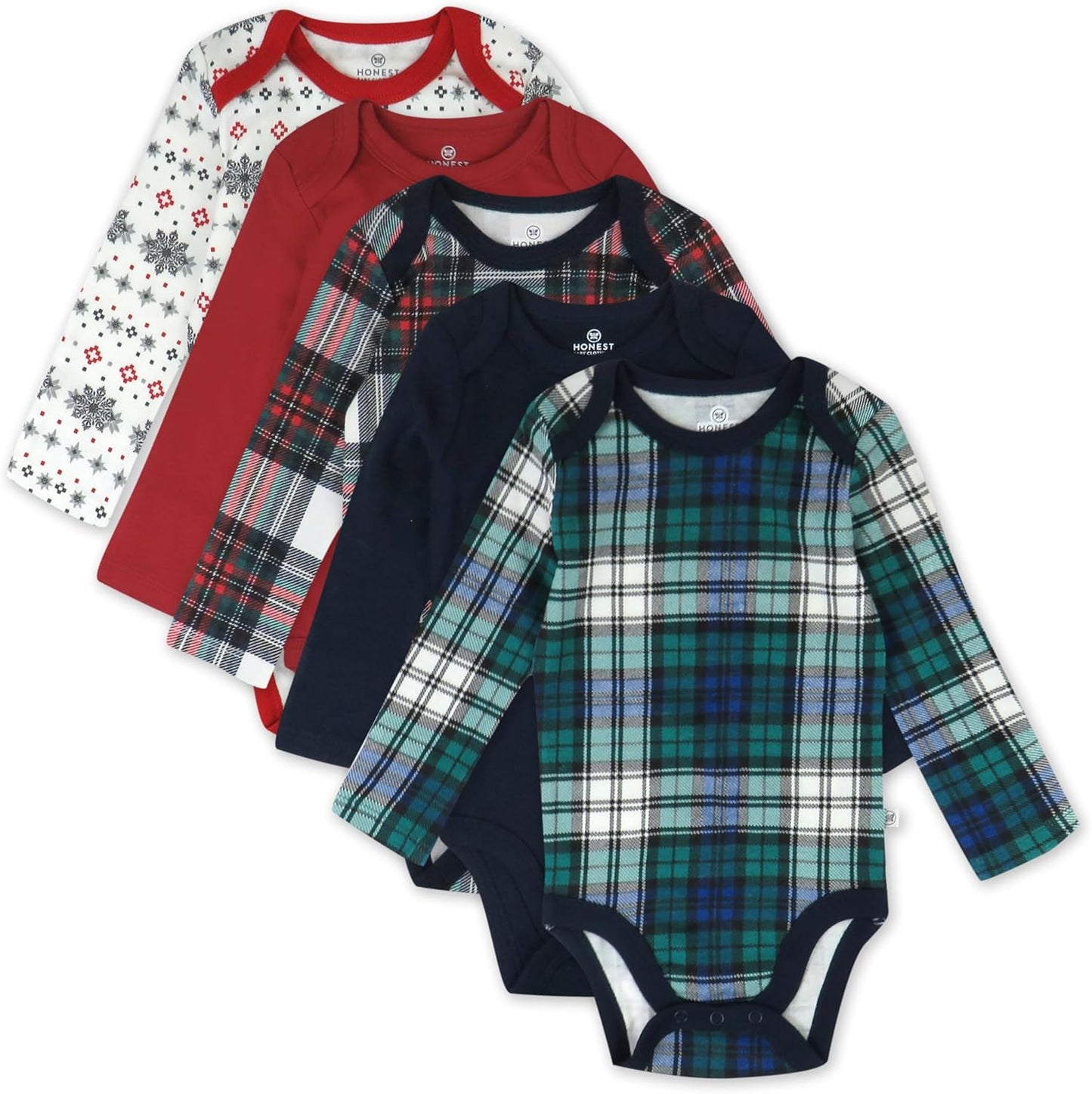HonestBaby Organic Cotton Long Sleeve Bodysuits for Boys