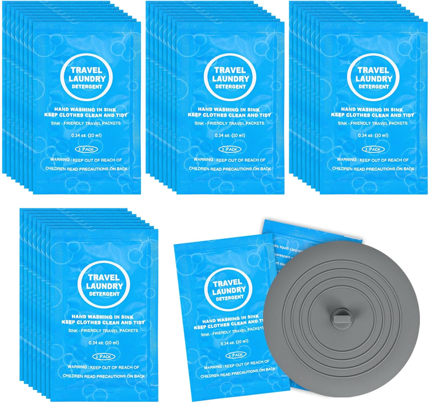 Pocket-Sized Laundry Detergent + Silicone Stopper - On-the-Go Clean!