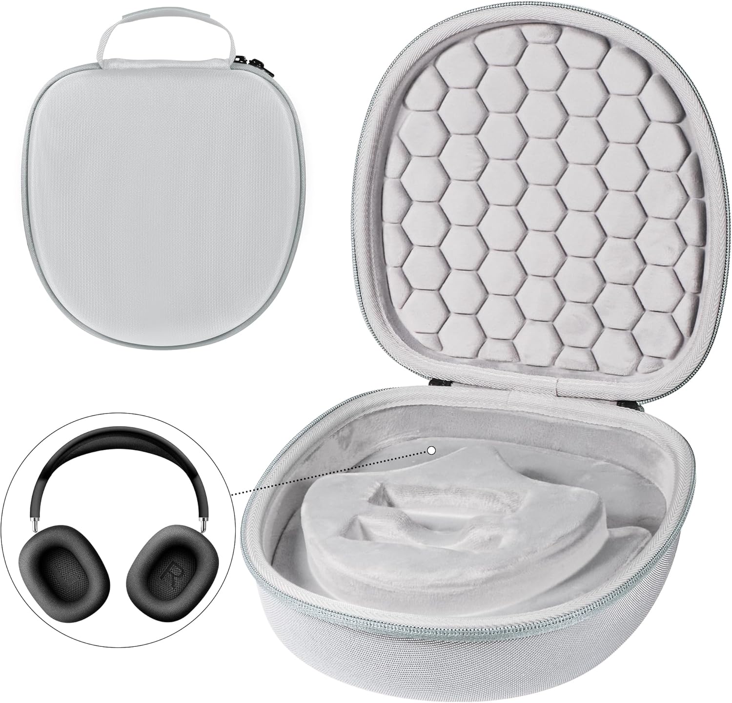 Hard Organizer Portable Carry Travel Case for Headphones - Grey