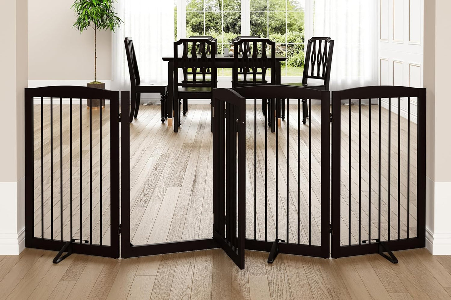 Freestanding Dog Gates with Door Walk Through for Indoor Use