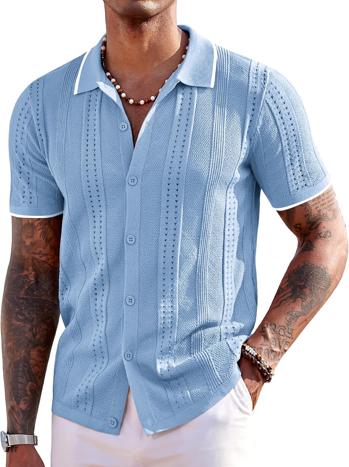 COOFANDY Men's Knit Shirts Short Sleeve Casual Summer Polo