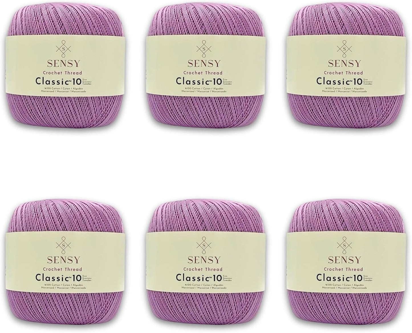6 Skeins of Sensy Crochet Thread Classic Size 10 for Crafting