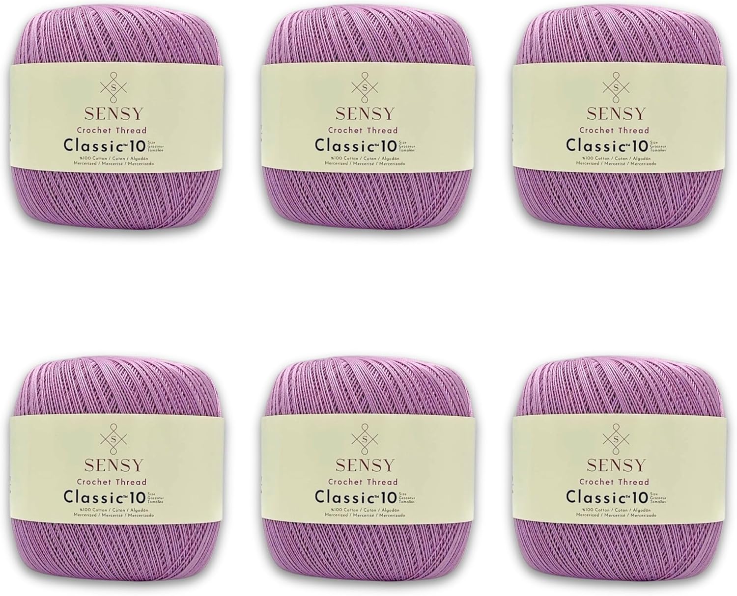 6 Skeins of Sensy Crochet Thread Classic Size 10 for Crafting