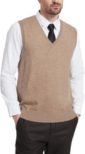 Kallspin Men's Wool Blended Vest Sweater Relaxed Fit V Neck