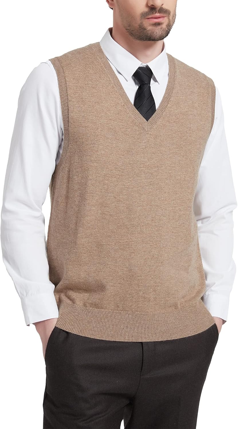 Kallspin Men's Wool Blended Vest Sweater for All Occasions